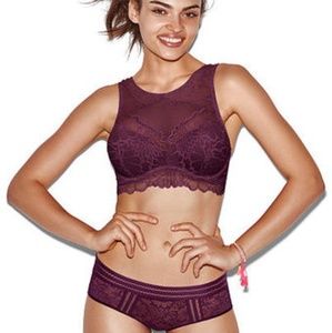 Victoria's secret pink high neck lace bralette